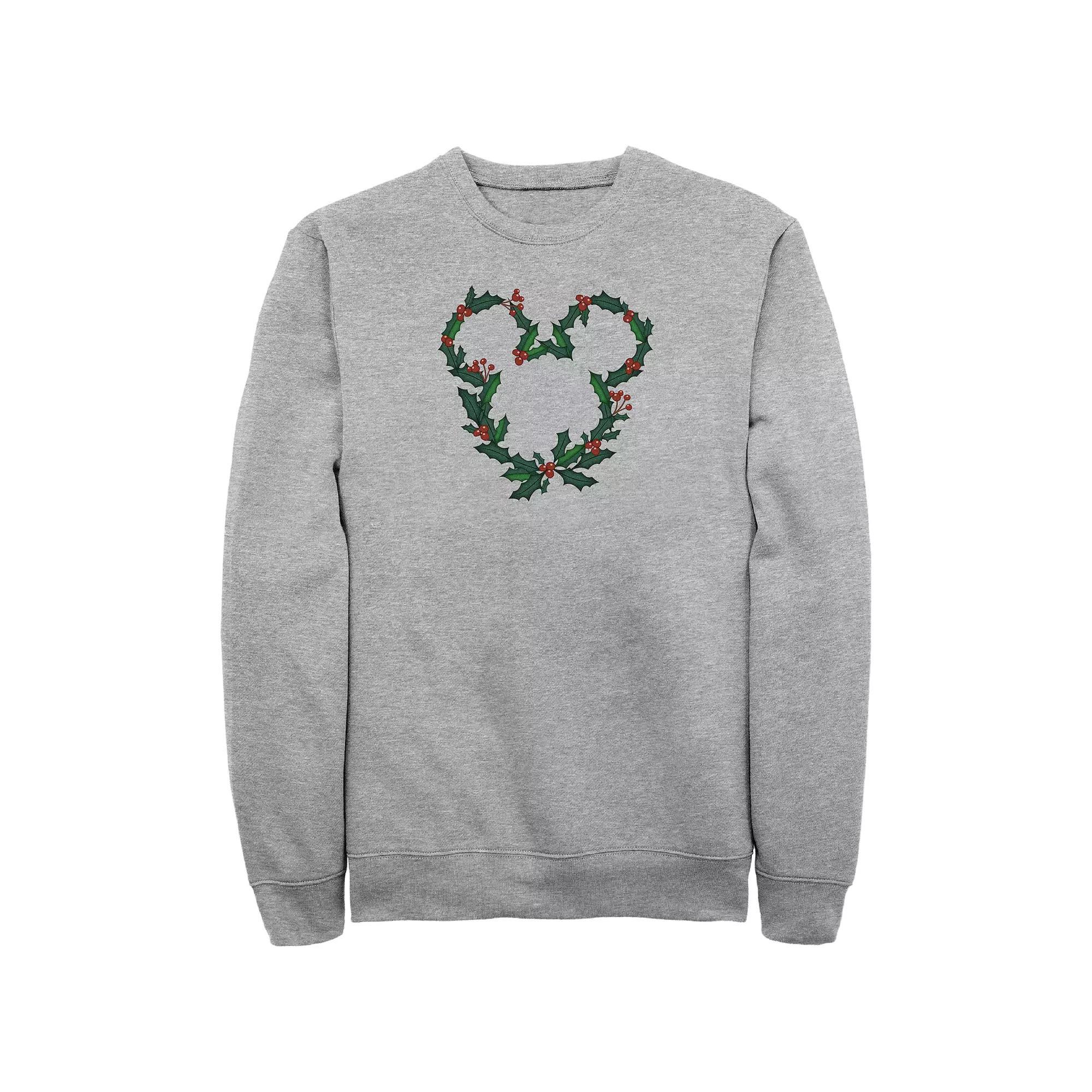 Disney's Mickey Mouse Christmas Wreath Design Big & Tall Graphic Fleece, Men's, Size: 4XL, Athletic Grey Product Image