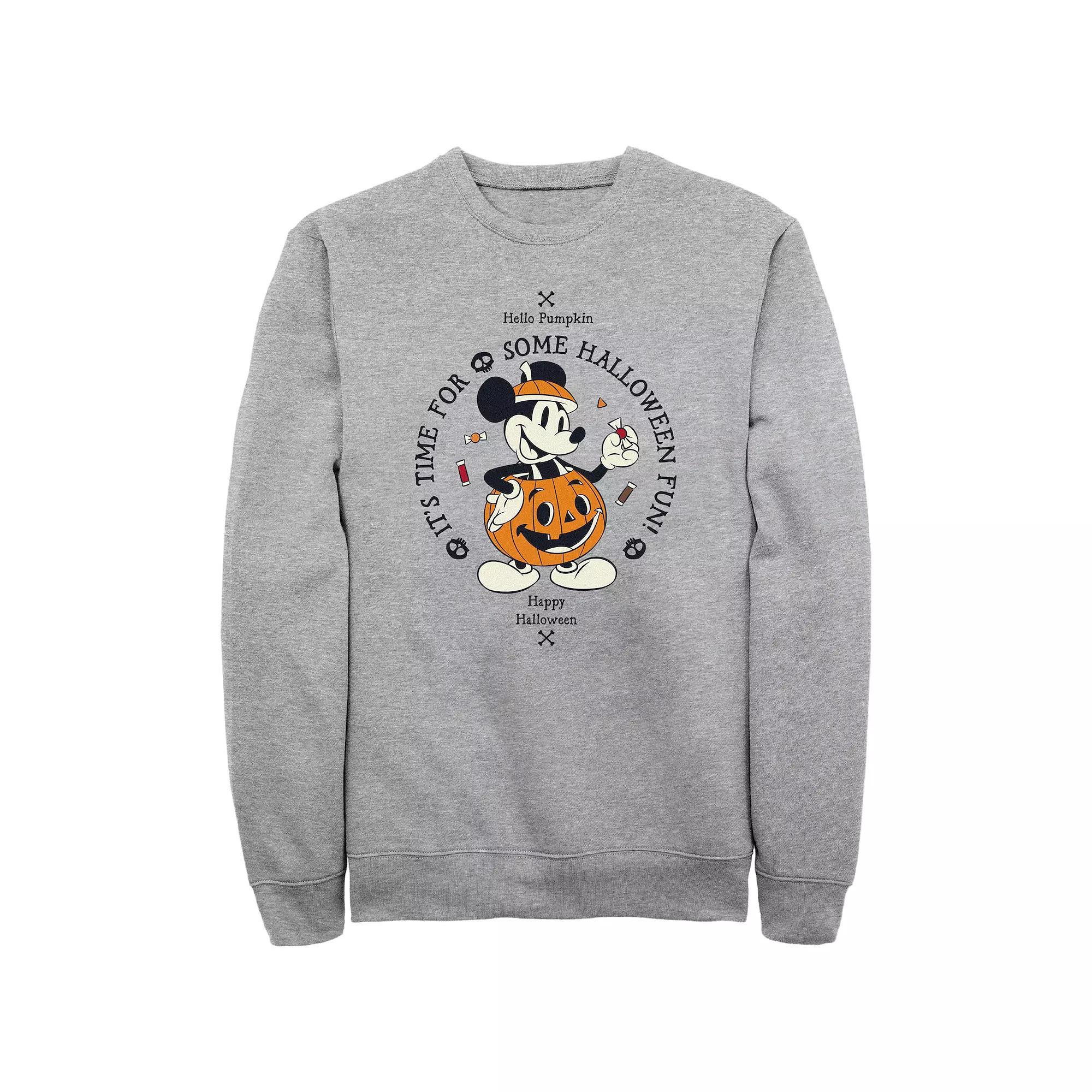 Disney's Mickey Mouse Men's Classic Halloween It's Time For Some Fun Jack-o'-lantern Fleece, Size: Medium, Athletic Grey Product Image