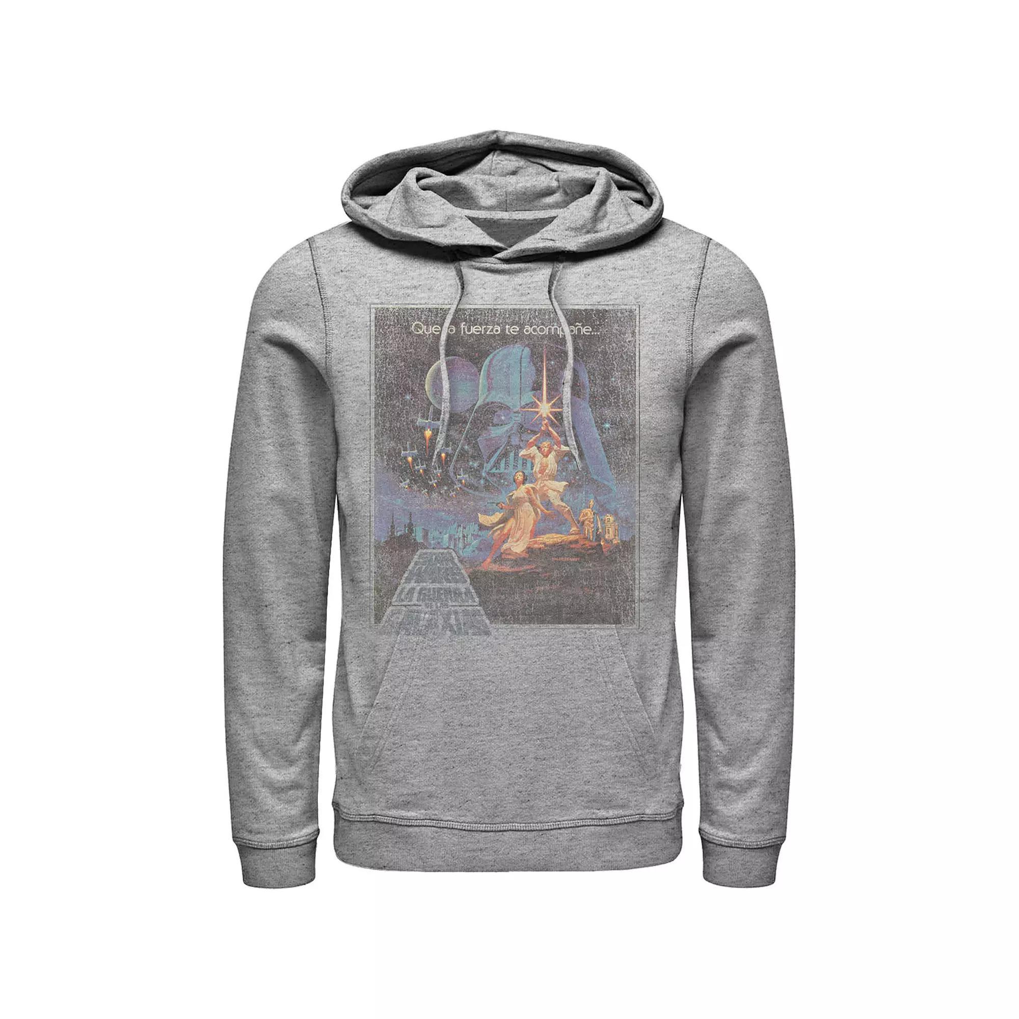 Men's Star Wars Faded VHS Cover Hoodie, Size: Small, Athletic Grey Product Image