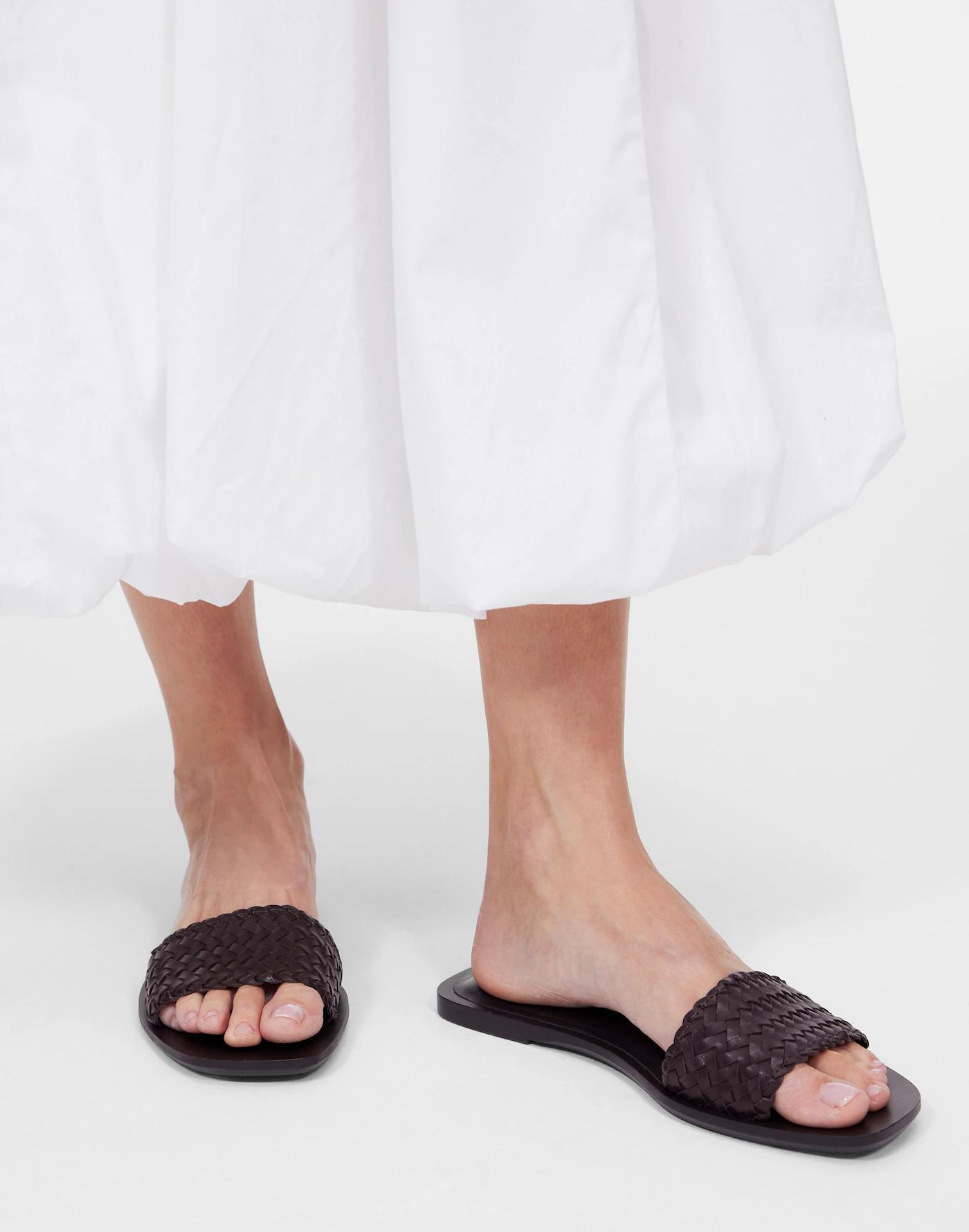 The Cora Slide Sandal in Woven Leather Product Image