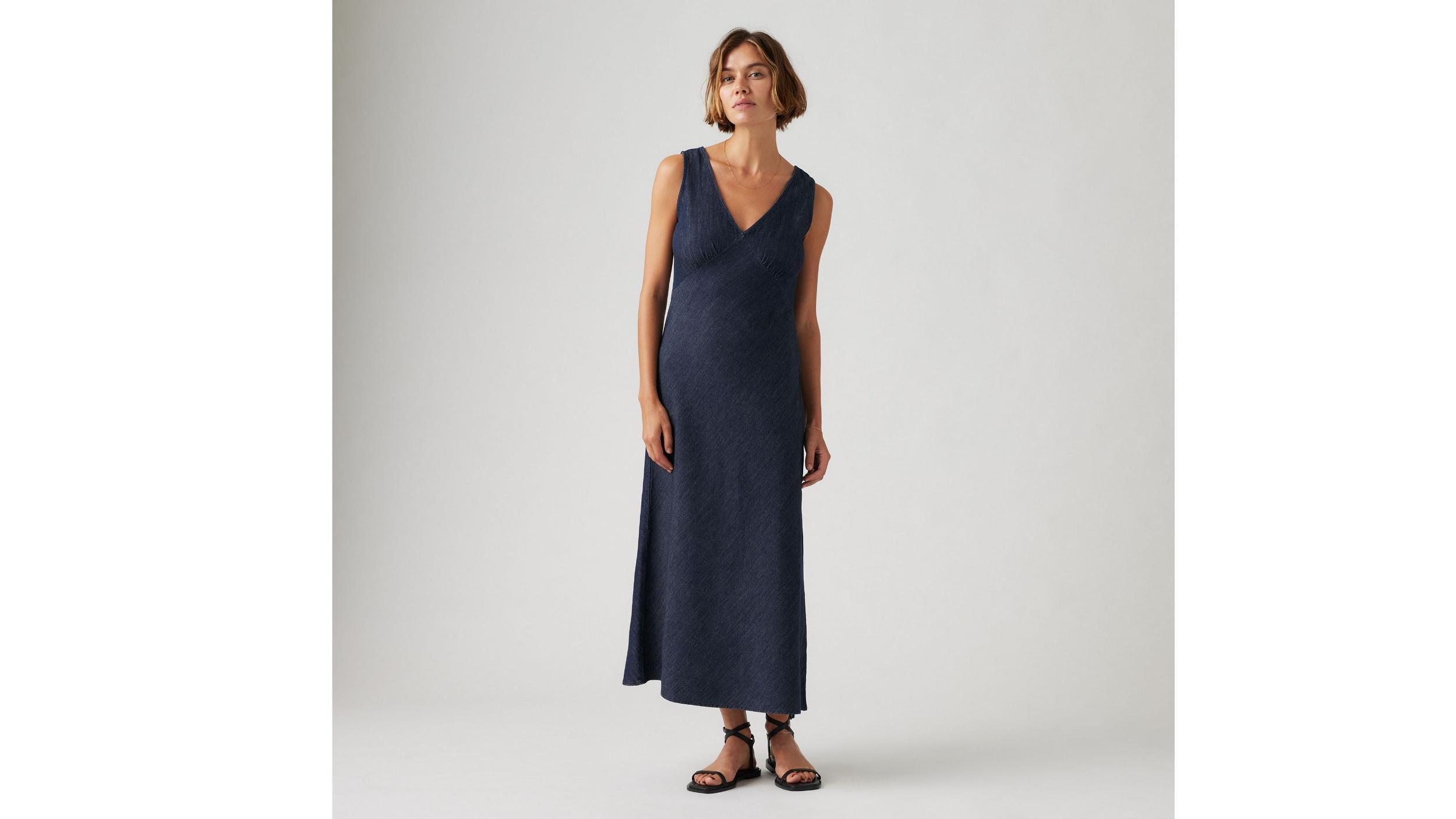 Atalia Linen+ Denim Slip Dress Product Image