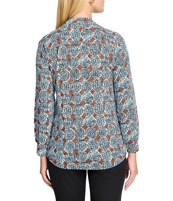 NIC + ZOE Sand Dollar Henley Split V-Neck Long Sleeve Top Product Image