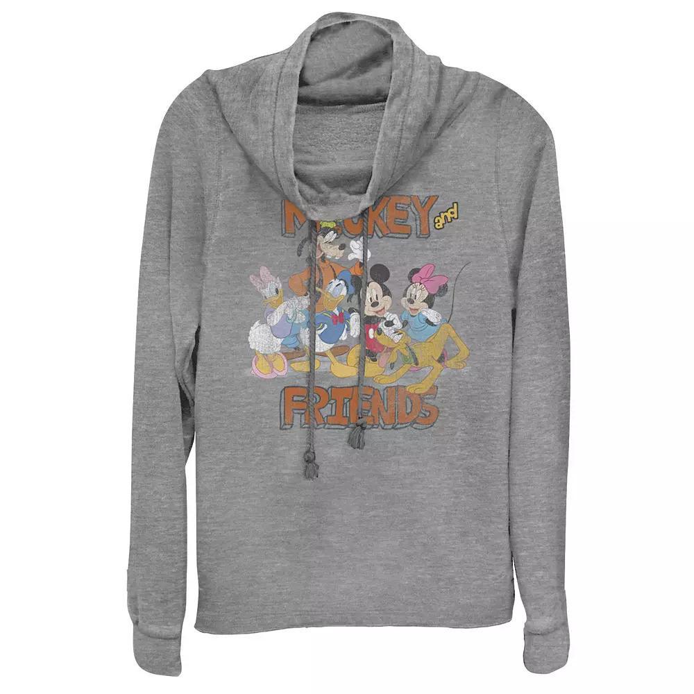 Disney's Mickey & Friends Group Cartoon Juniors' Cowlneck Graphic Lightweight Long Sleeve, Girl's, Size: Small, Gray Grey Product Image