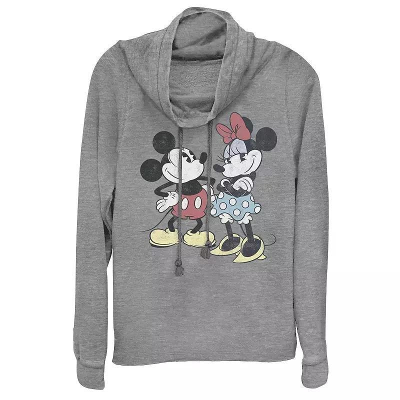 Disney's Mickey & Minnie Mouse Juniors' Retro Cowlneck Graphic Lightweight Long Sleeve, Girl's, Size: 4XL, Gray Grey Product Image