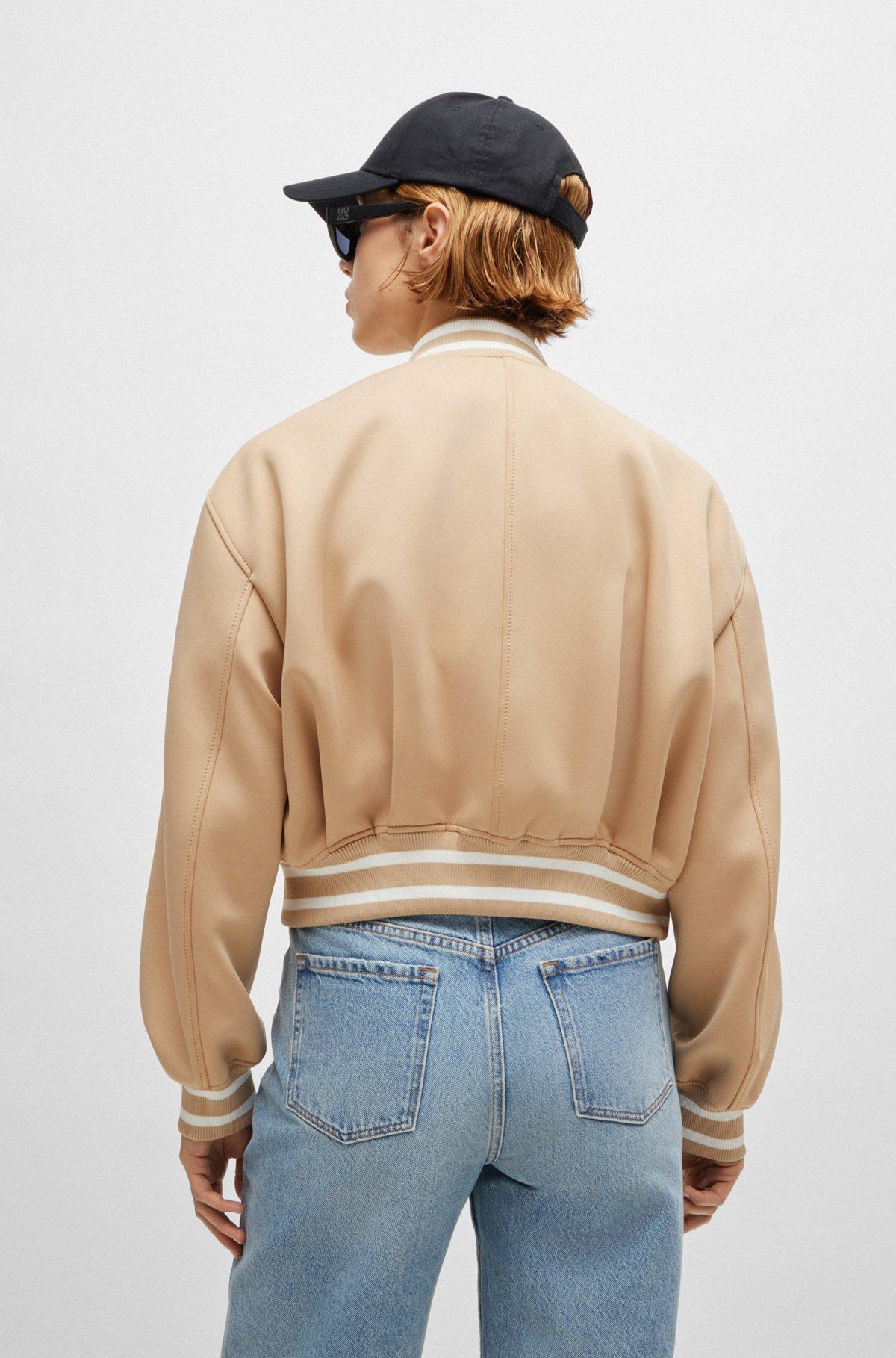 Cropped bomber jacket with striped trims in relaxed fit Product Image