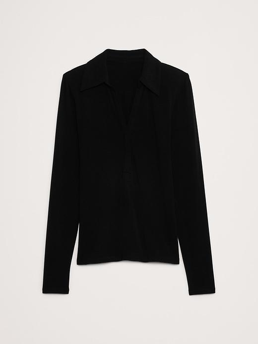 Luxe Wool-Blend Polo Top Product Image