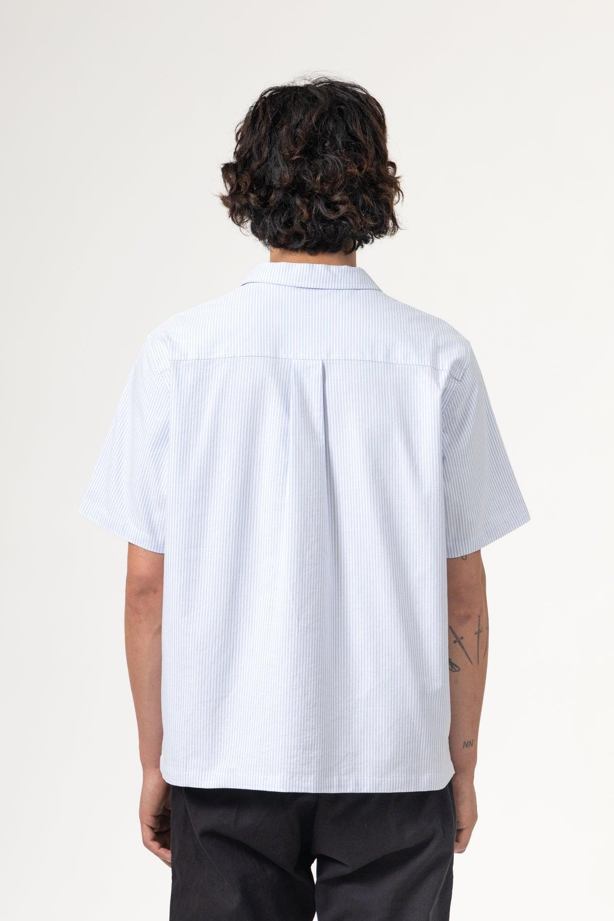 Blacksmith - 'Boxford' Short Sleeve Utility Shirt - Blue Stripe Product Image