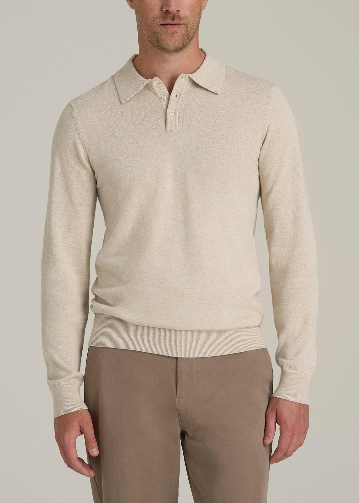 Men’s Tall Polo Sweater in Vanilla Latte Mix Product Image
