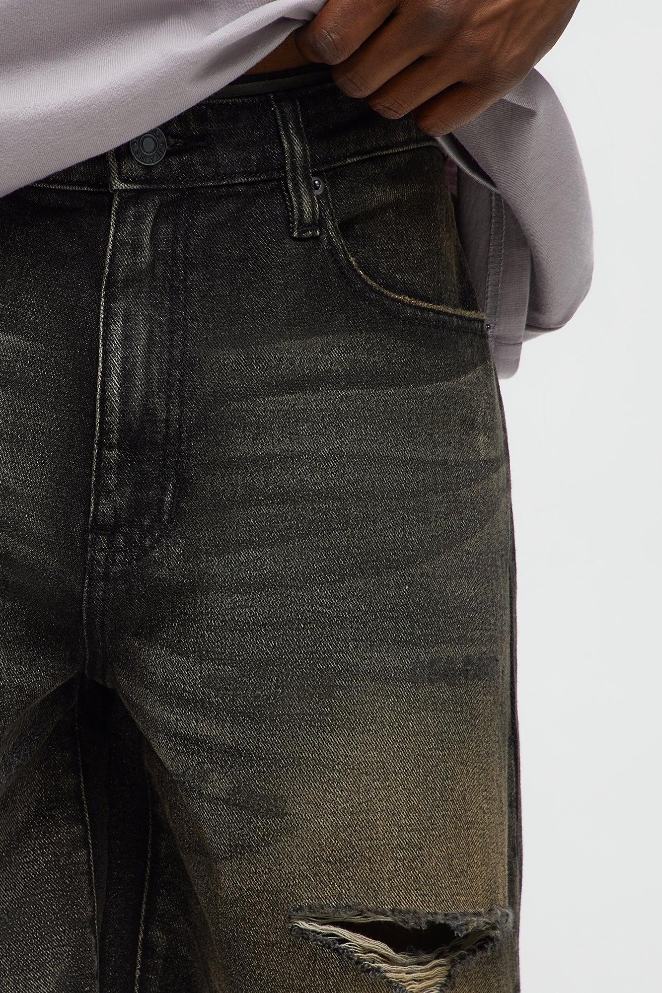 Relaxed All Alone Distressed Denim Shorts - Black Wash Product Image