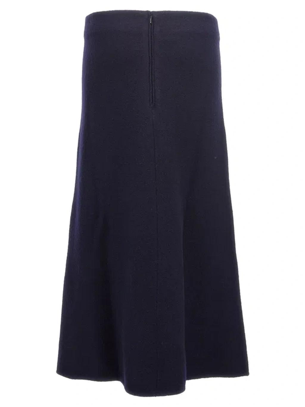 JIL SANDER Long Wool Skirt In Blue Product Image