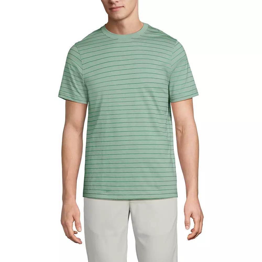 Men's Lands' End Supima Crewneck Tee, Size: Large, Grey Blue Stripe Product Image