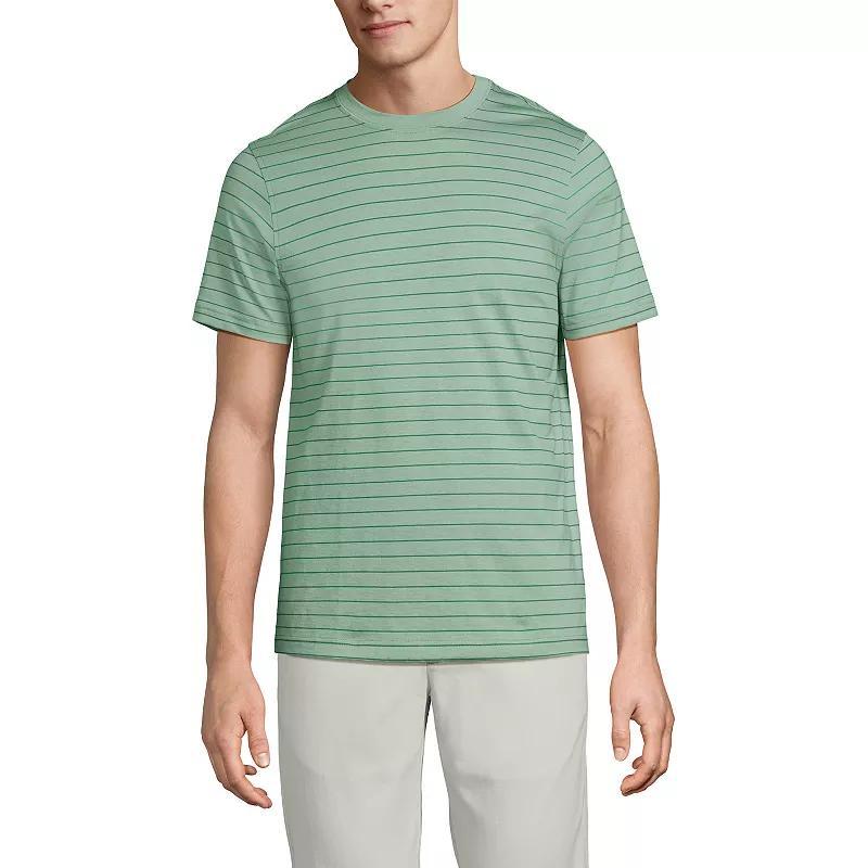 Men's Lands' End Supima Crewneck Tee, Size: Large, Grey Blue Stripe Product Image