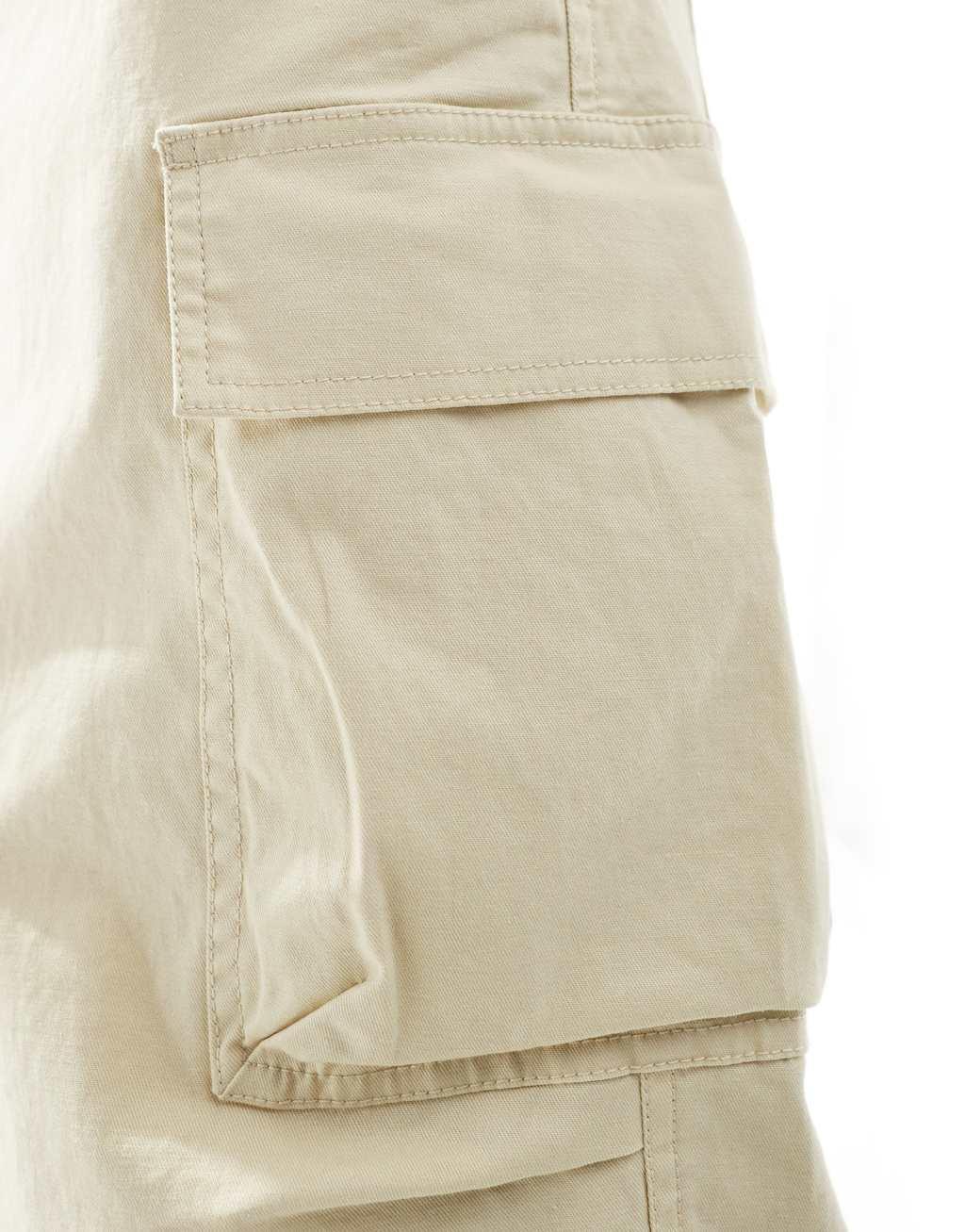 ASOS DESIGN oversized tapered cargo pants in stone Product Image