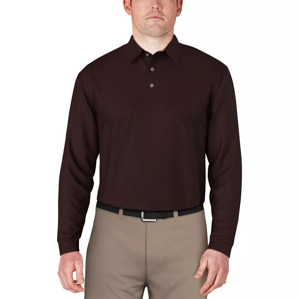 Mens Grand Slam Mini Jacquard Long Sleeve Golf Polo Product Image