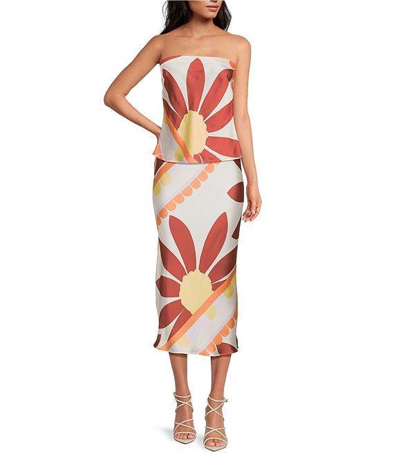 Gianni Bini Deanna Square Neck Strapless Printed Satin Coordinating Top Product Image