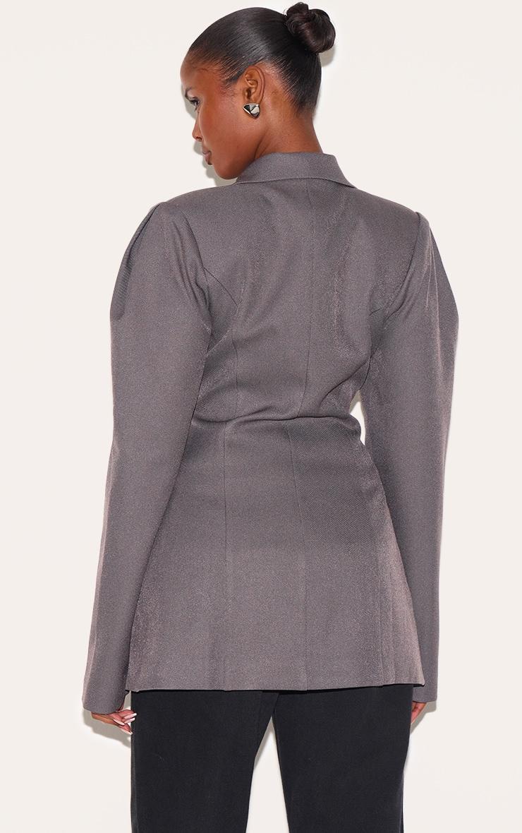 Charcoal Drop Shoulder Cinch Waist Extreme Oversized Blazer Product Image