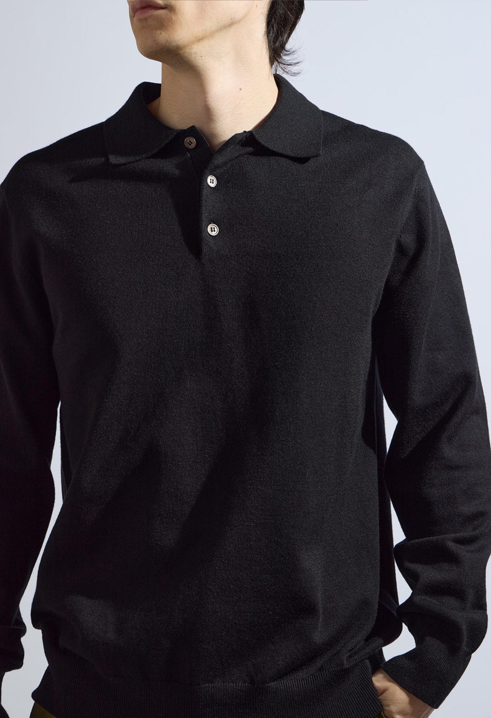 Theo Knit Polo in Black Male Product Image