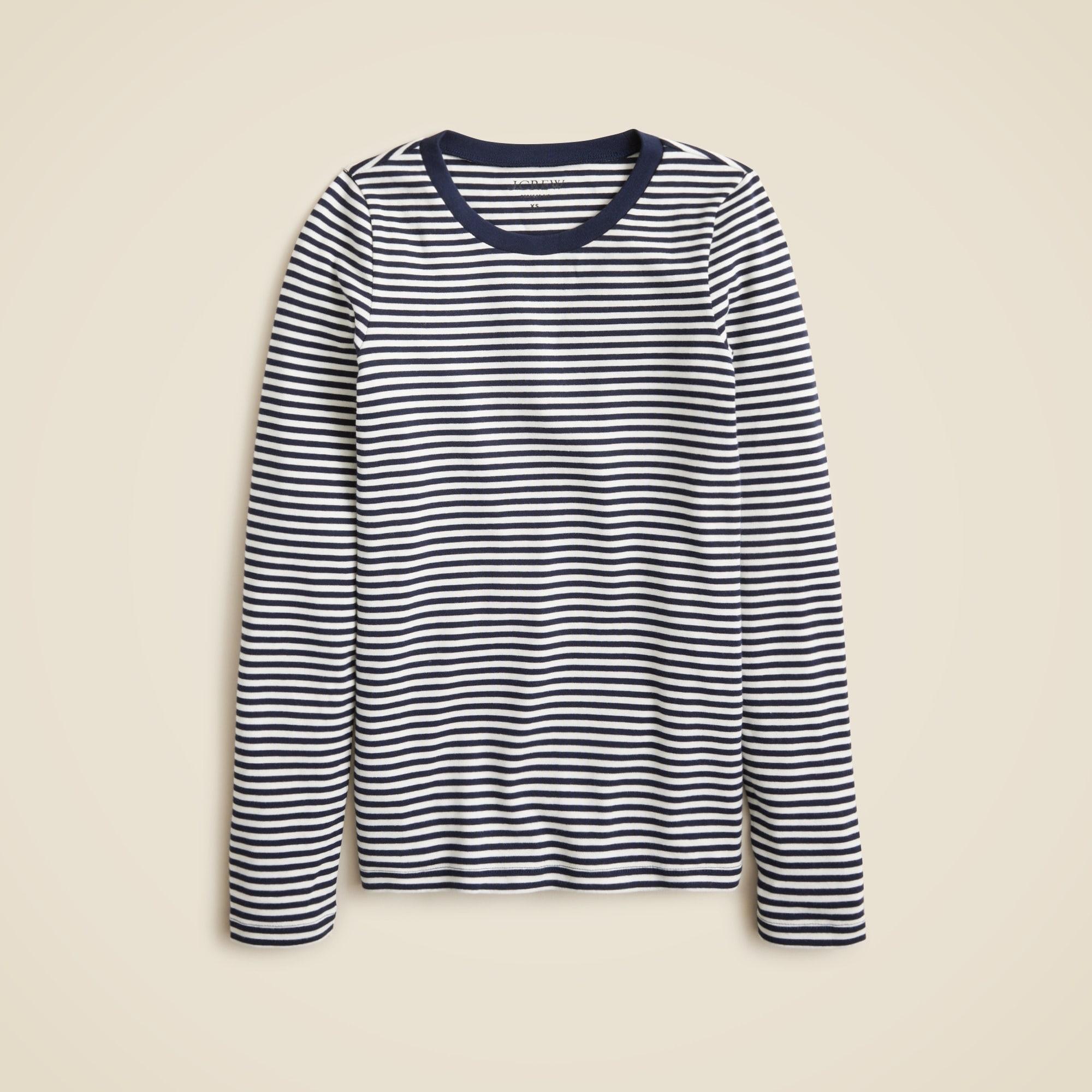 Perfect-fit long-sleeve crewneck T-shirt in stripe Product Image