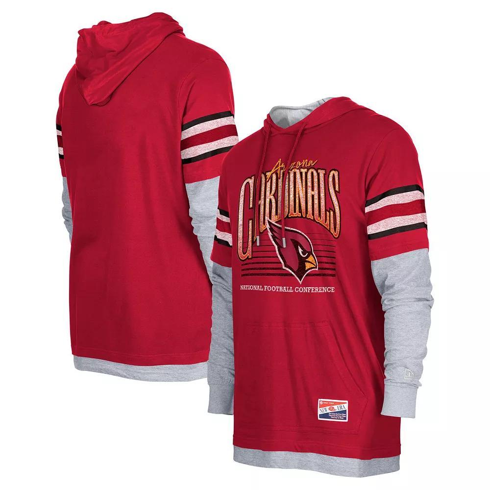 Men's New Era Cardinal Arizona Cardinals Twofer Long Sleeve Hooded T-Shirt, Size: XL, Red Product Image