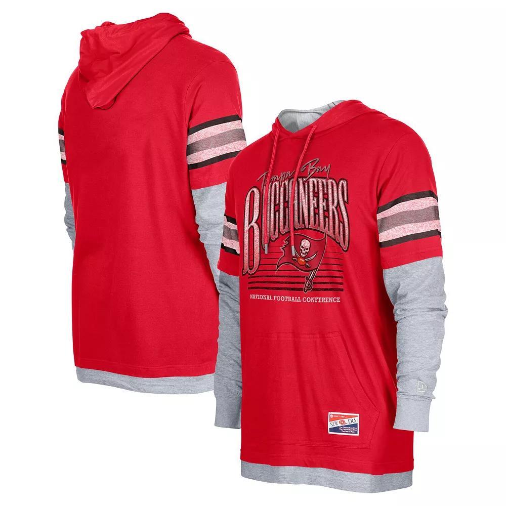 Men's New Era Red Tampa Bay Buccaneers Twofer Long Sleeve Hooded T-Shirt, Size: XL Product Image