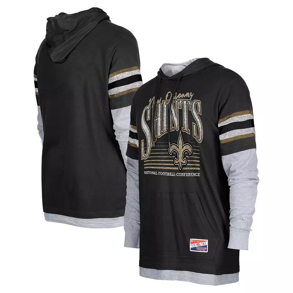 Men's New Era Black New Orleans Saints Twofer Long Sleeve Hooded T-Shirt, Size: Large Product Image