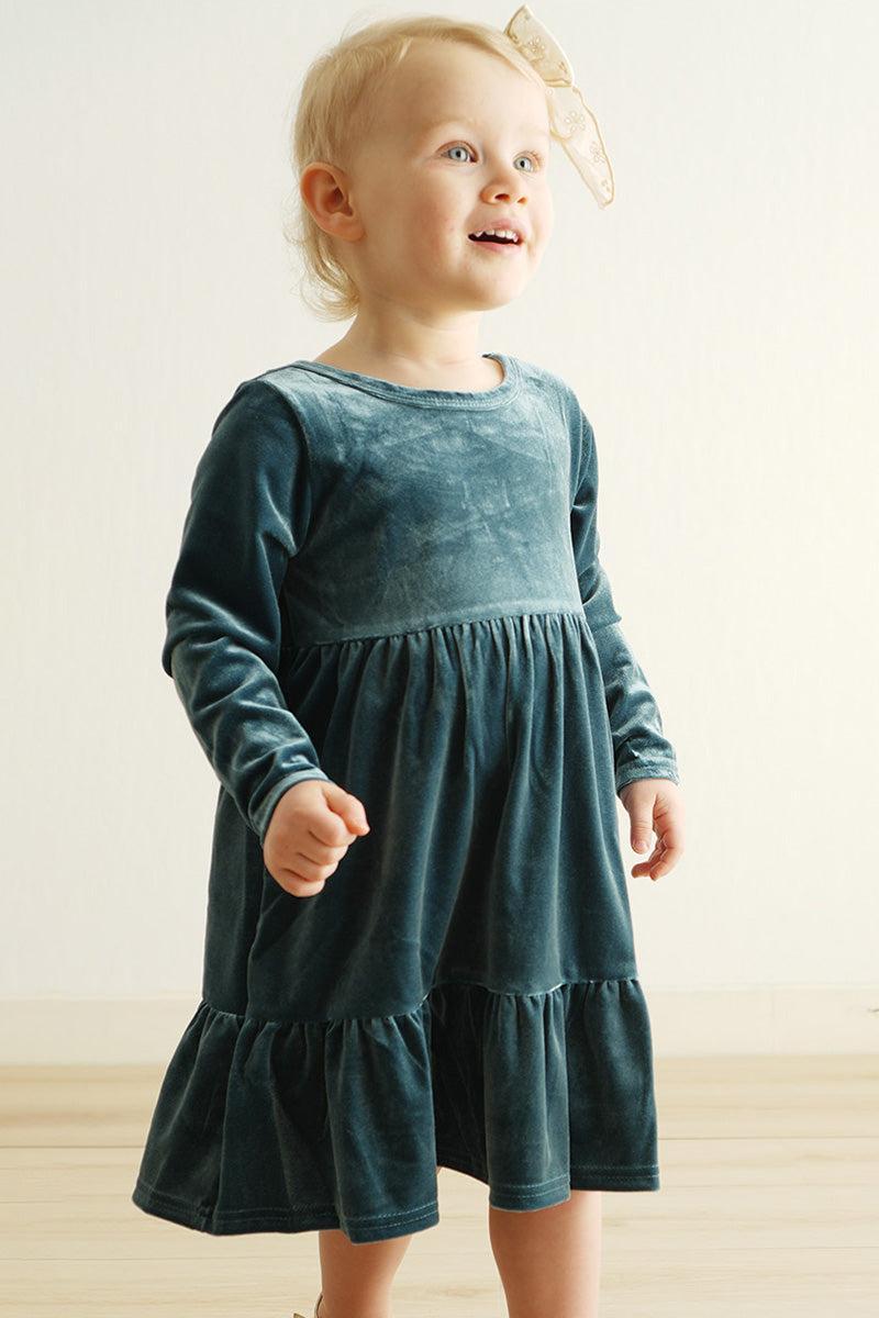 Premium Lake velvet tiered ruffle dress Product Image
