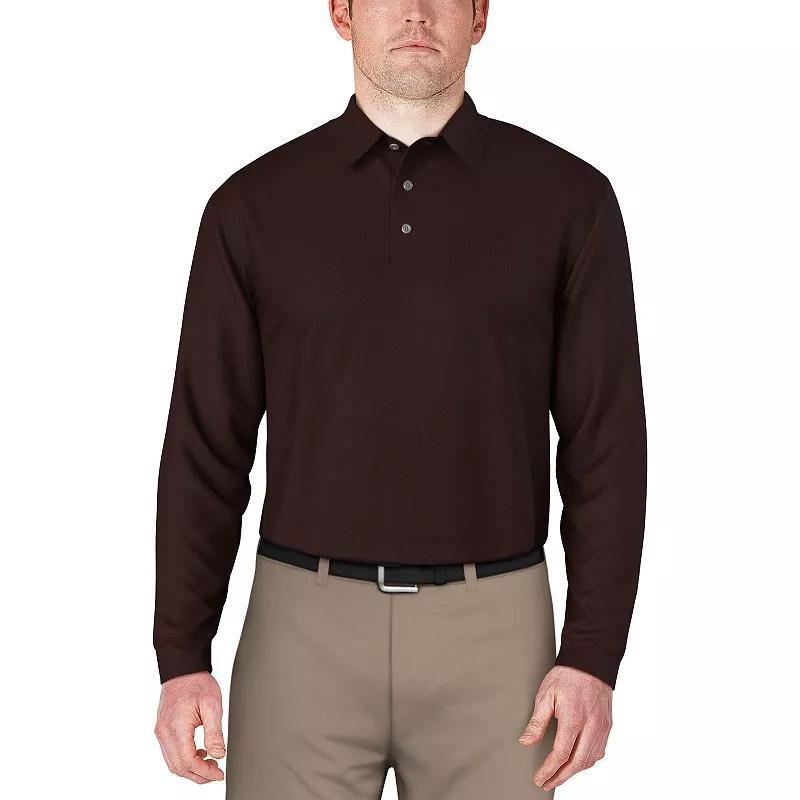Mens Grand Slam Mini Jacquard Long Sleeve Golf Polo Product Image