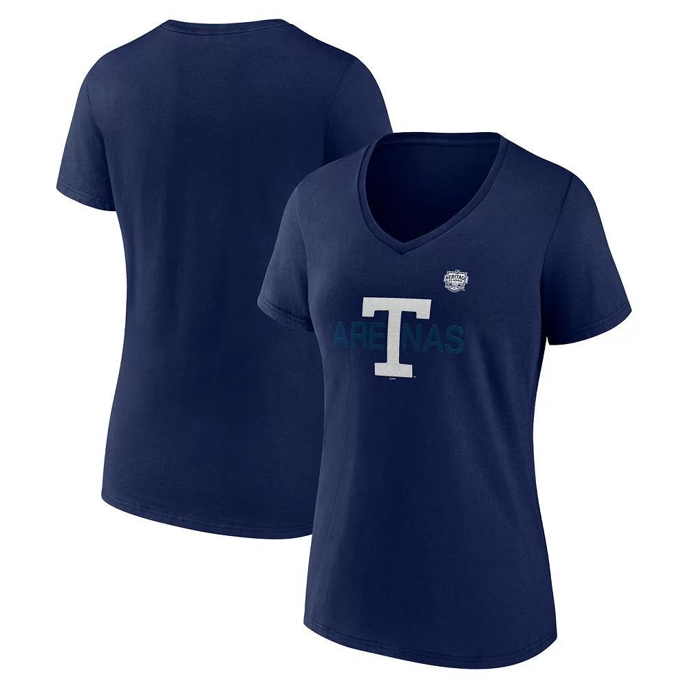 Women's Fanatics  Navy Toronto Maple Leafs Primary Logo V-Neck T-Shirt, Size: Large, Mpl Blue Product Image