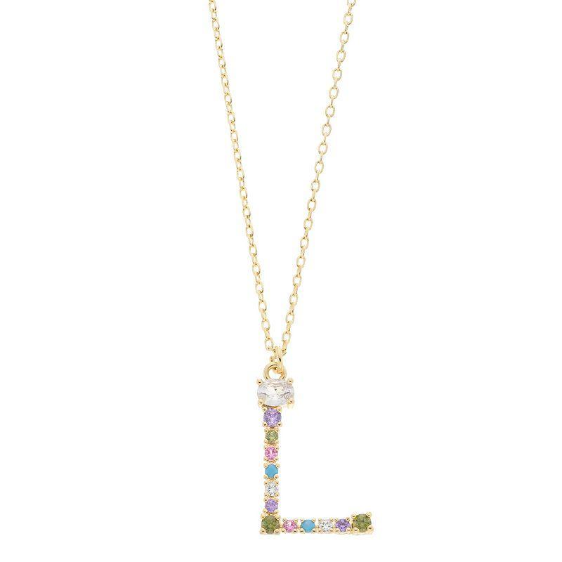 City Luxe Gold Tone Cubic Zirconia Initial Pendant Necklace, Women's, Gold Tone S Product Image