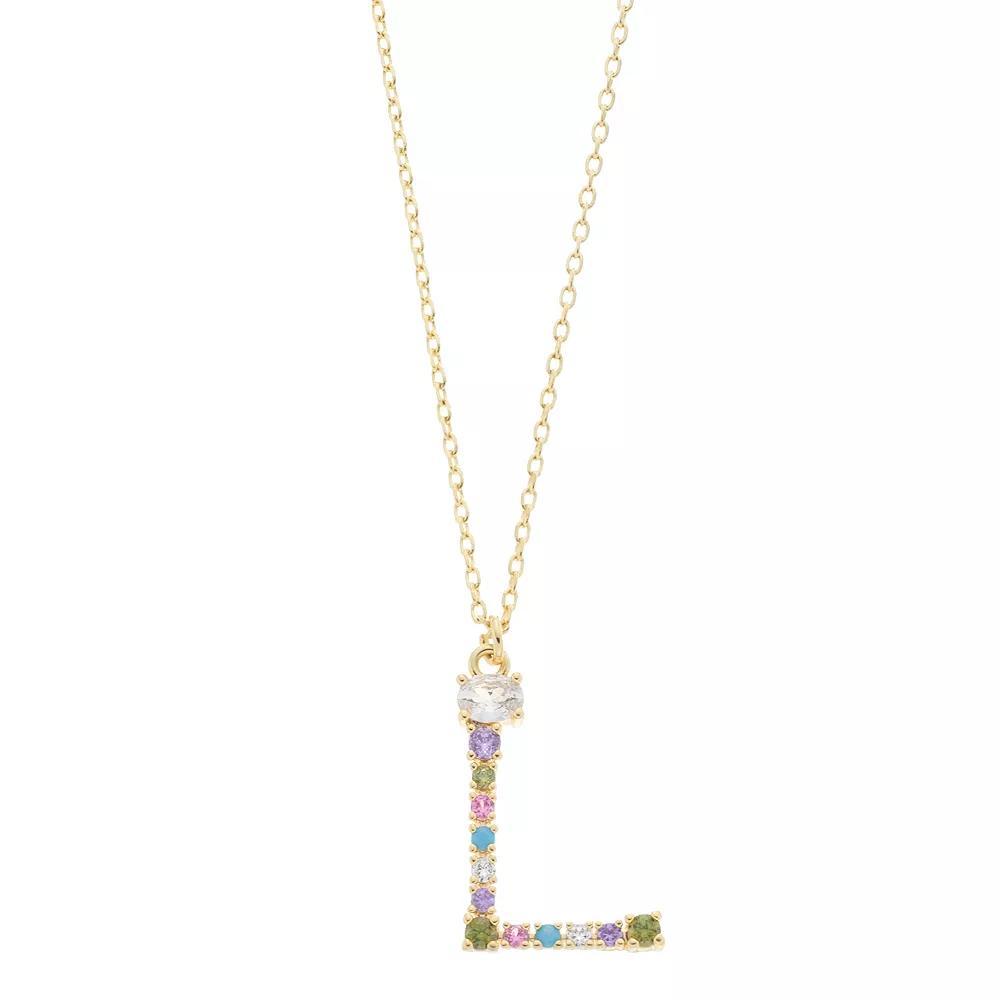 City Luxe Gold Tone Cubic Zirconia Initial Pendant Necklace, Women's, Gold Tone S Product Image