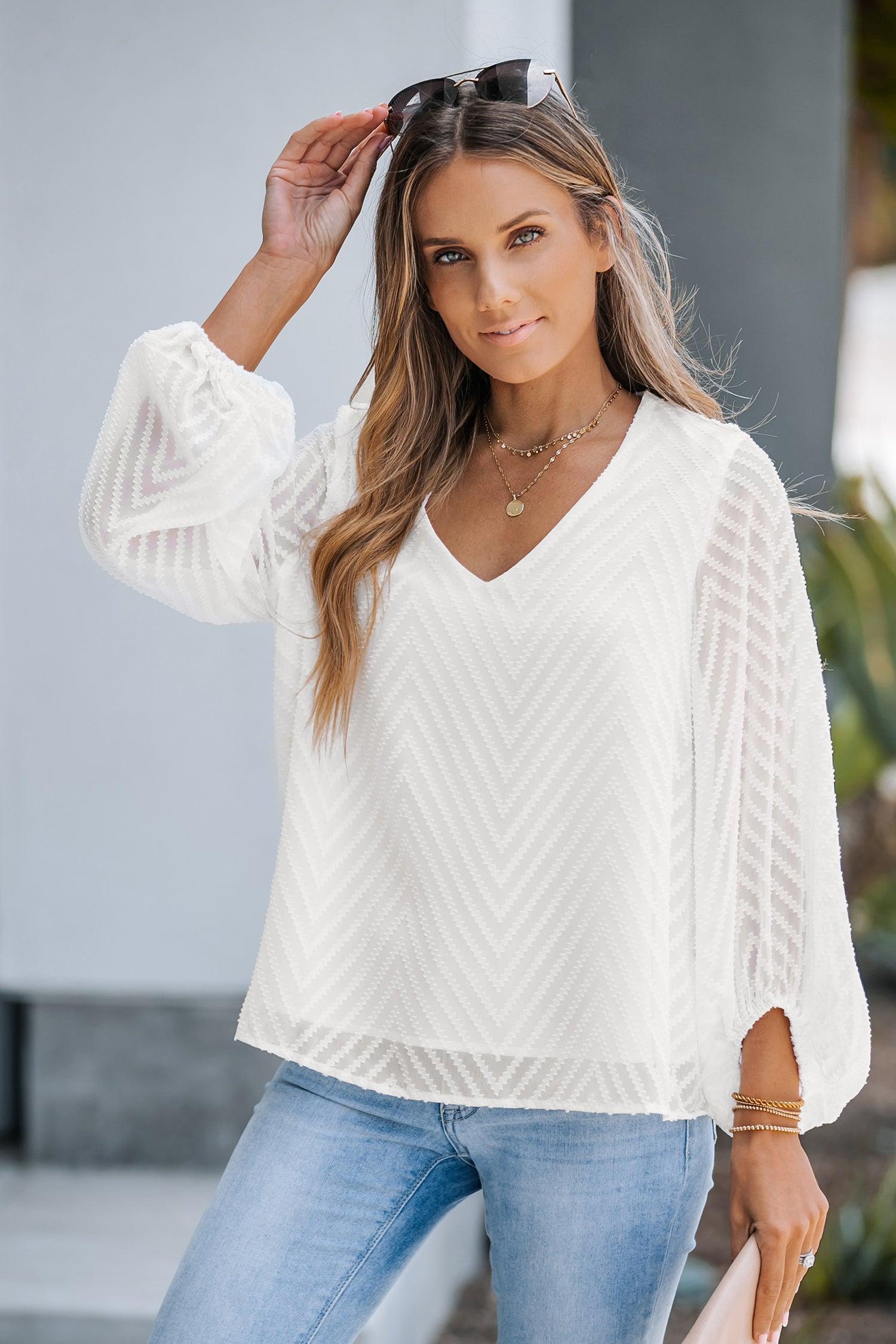 Kaleigh Long Sleeve Ruching V-neck Top Product Image