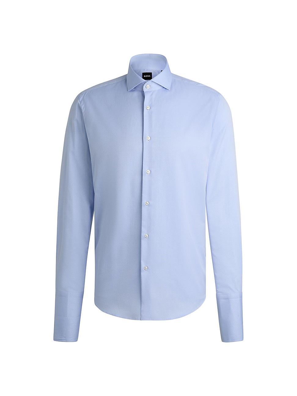 Mens Regular Fit Shirt in Structured Cotton with Double Cuffs Product Image