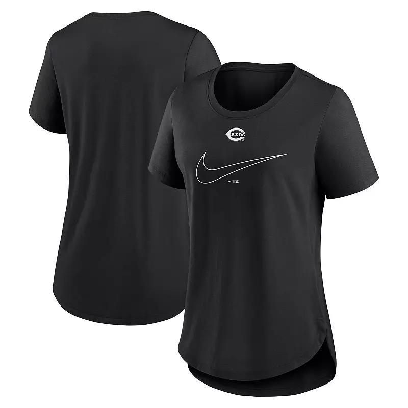 Women's Nike Black Texas Rangers Big Swoosh Tri-Blend Scoop Neck T-Shirt, Size: Small Product Image