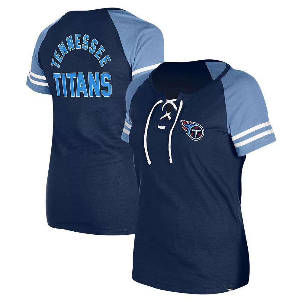 Women's New Era Navy Tennessee Titans  Lace-Up Raglan T-Shirt, Size: Large, Blue Product Image