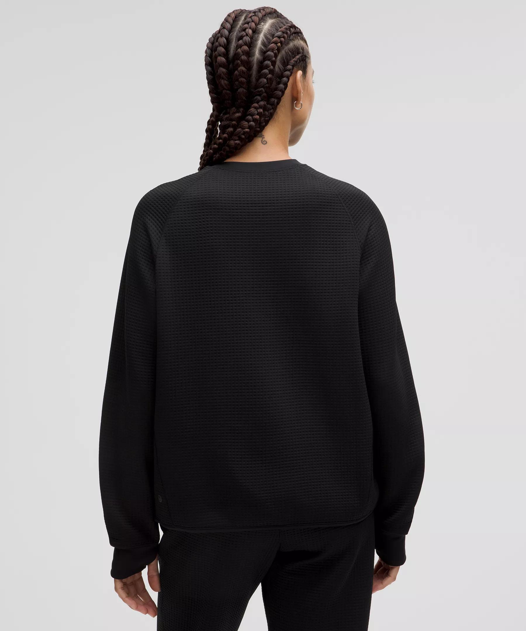 Waffle-Knit Crewneck Long-Sleeve Shirt Product Image