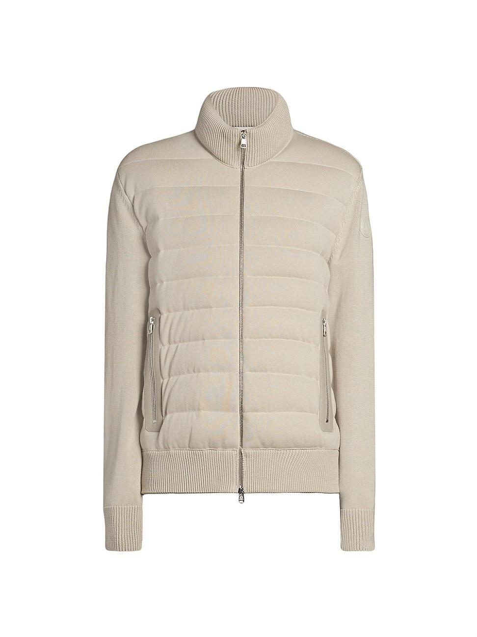 Moncler Cotton Quilted Zip Cardigan Sweater Product Image