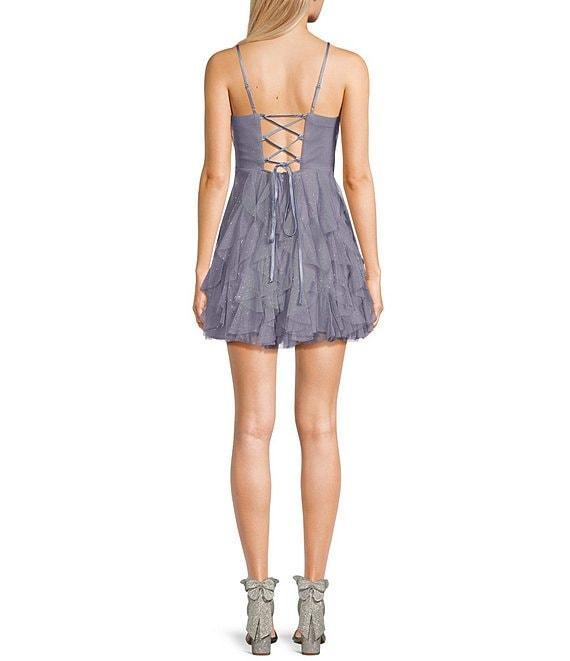 Pear Culture Embellished Waist Corkscrew Fit-And-Flare Mini Dress Product Image