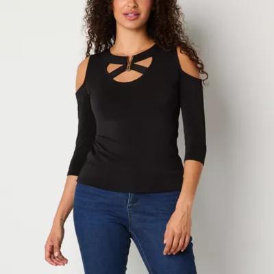 Bold Elements Womens V Neck 3/4 Sleeve Blouse Product Image