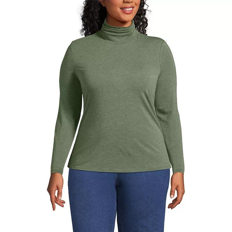 Plus Size Lands' End Lightweight Fitted Long Sleeve Turtleneck, Women's, Size: 1XL, Black Product Image