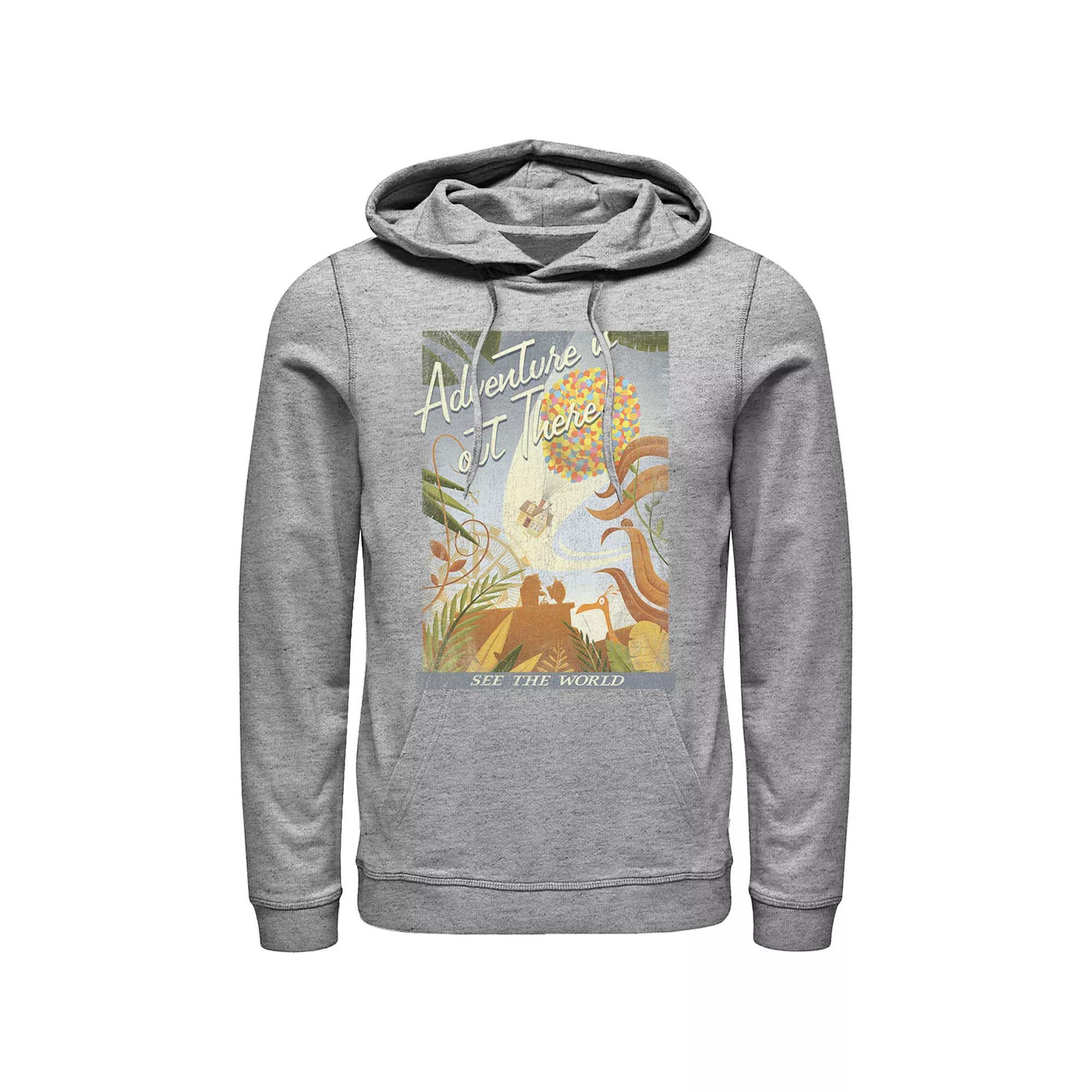 Disney / Pixar's Up Men's Poster Distressed Vintage Hoodie, Size: Large, Red Product Image