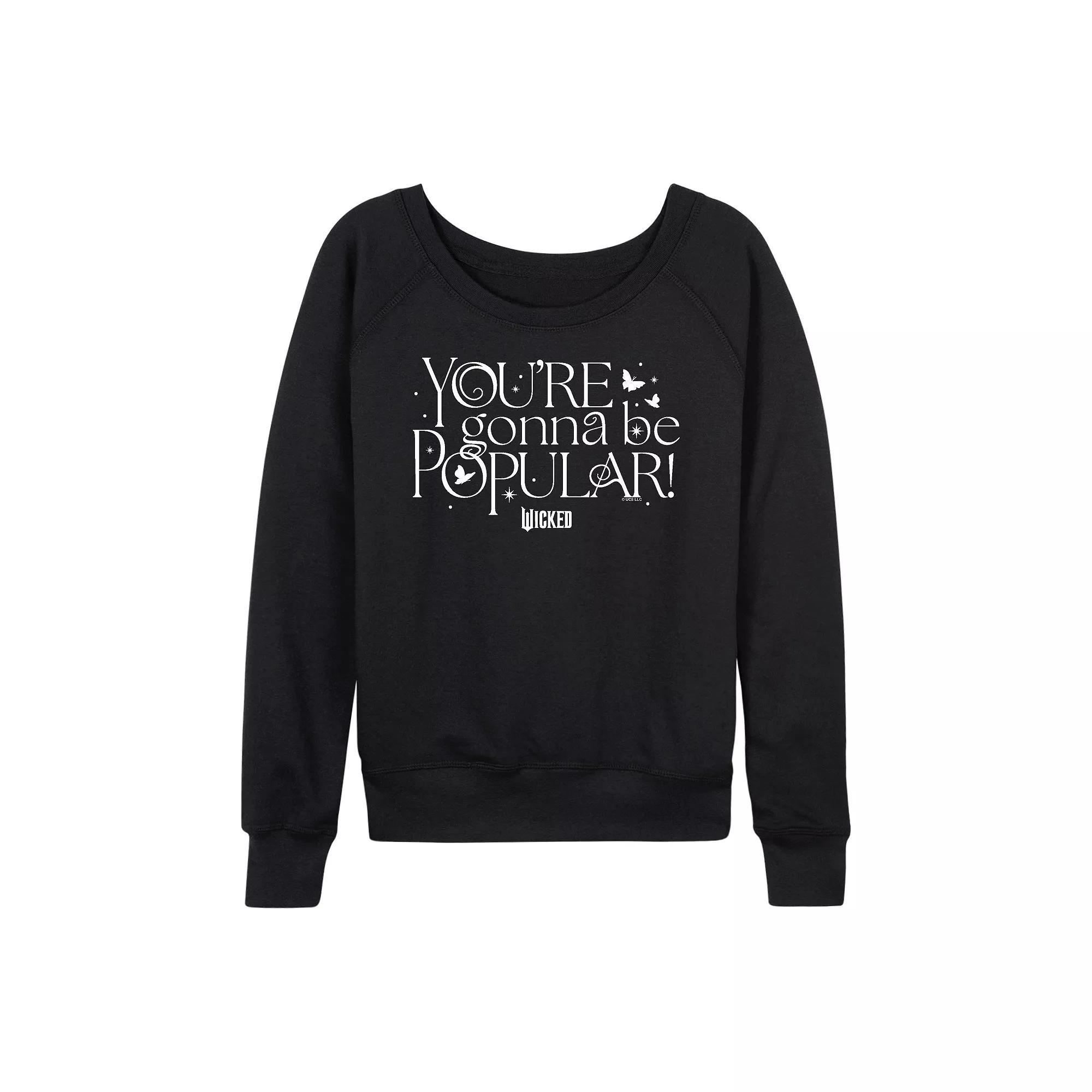 Women's Wicked You're Gonna Be Popular French Terry Long Sleeve Tee, Size: Large, Grey Indigo Product Image