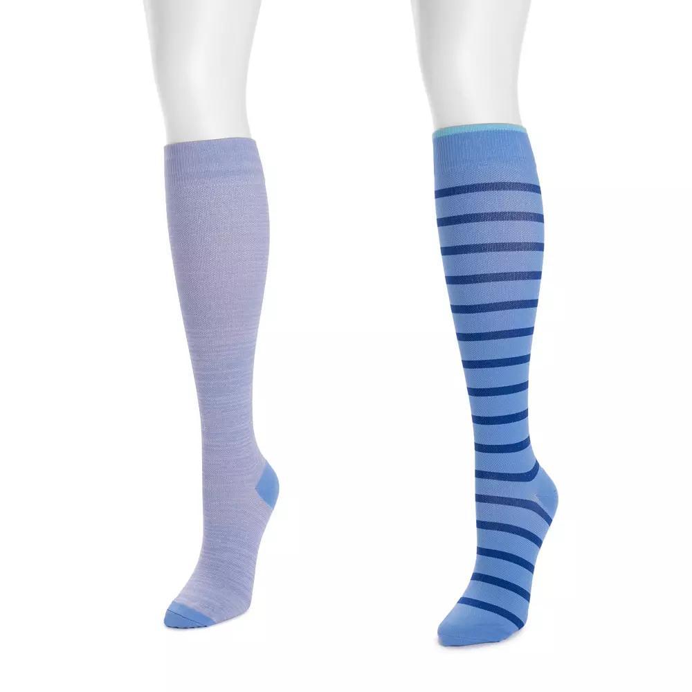 Women's MUK LUKS Nylon Compression Socks 2-Pack, Blue Product Image