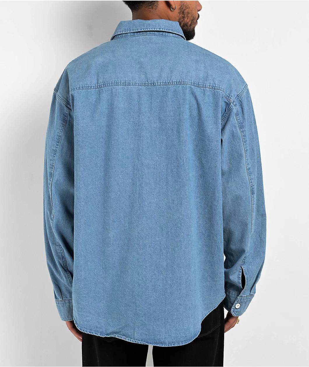 Worble Blue Denim Long Sleeve Shirt Product Image