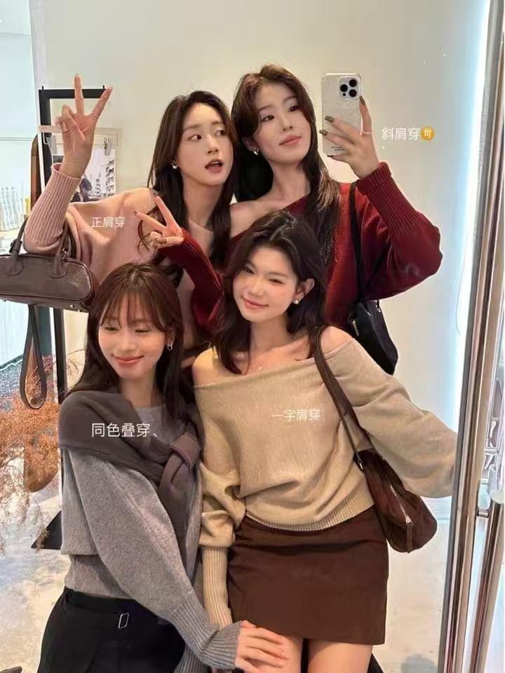 Off Shoulder Plain Sweater Product Image