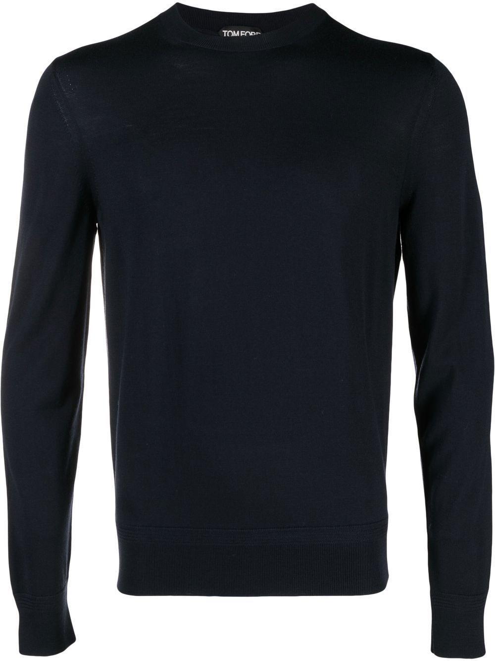 TOM FORD Wool Crew-neck Jumper In Blue Navy Product Image