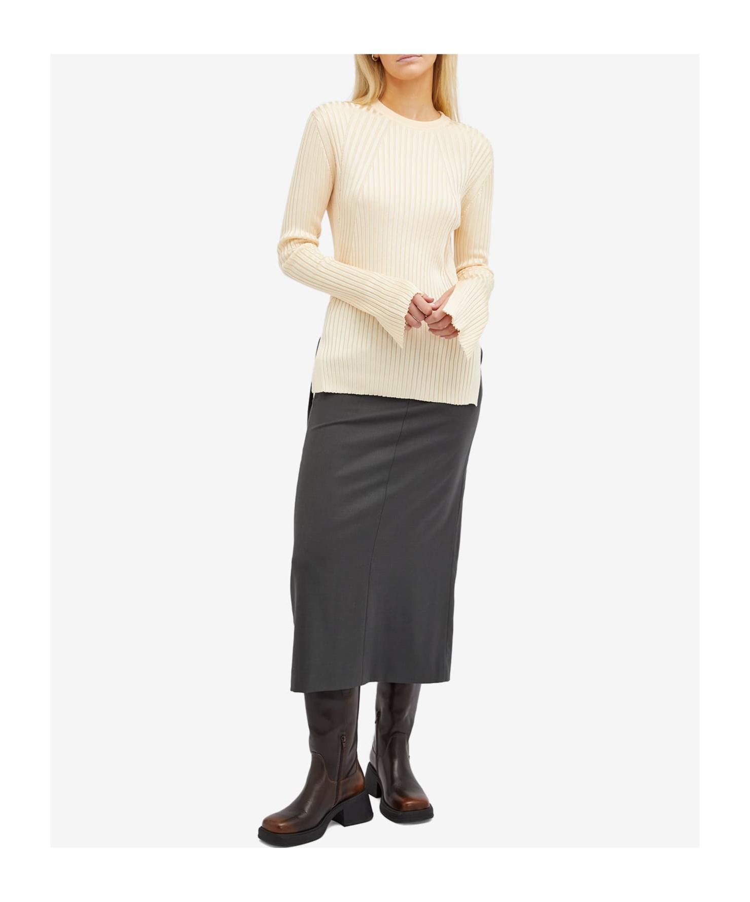 JIL SANDER Ribbed-knit Crew-neck Jumper In White Product Image