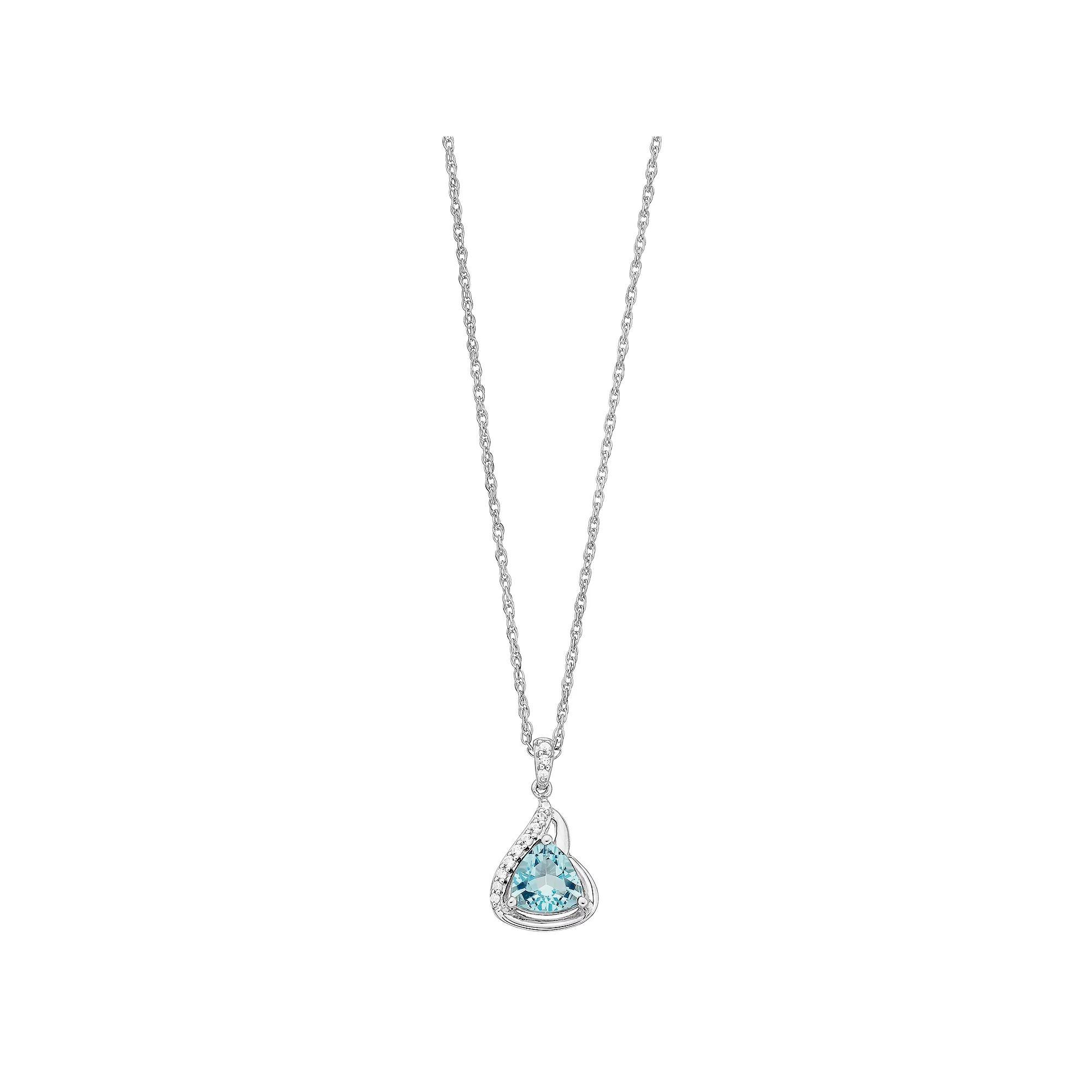 Sterling Silver Simulated Aquamarine & Lab-Created White Sapphire Pendant Necklace, Women's, Size: 18" Product Image