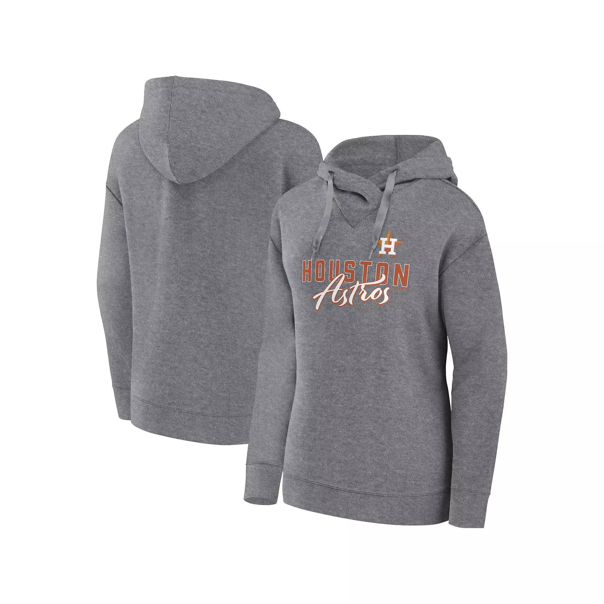 Women's Fanatics Branded Heather Gray Houston Astros Script Favorite Pullover Hoodie, Size: Small, Grey Product Image
