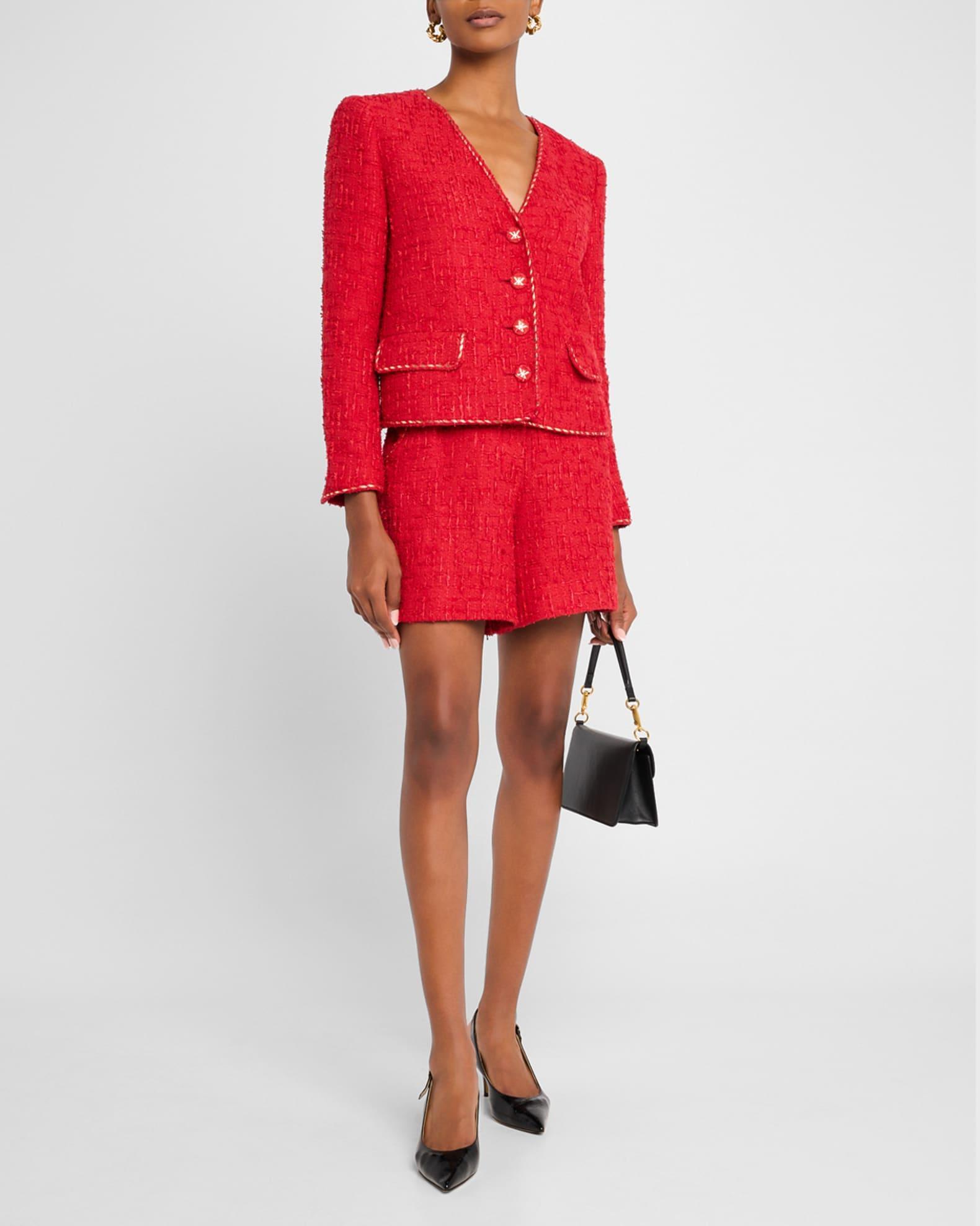 Clara Metallic-Trim Textured Tweed Jacket Product Image