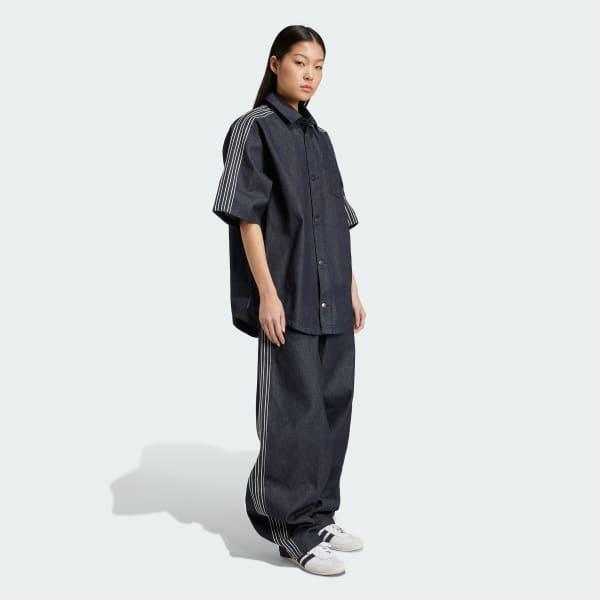 adidas Denim Short Sleeve Shirt Indigo Denim L Womens Product Image